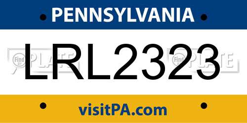 LRL2323 Pennsylvania License Plate