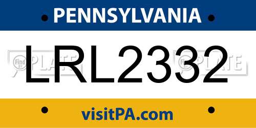 LRL2332 Pennsylvania License Plate