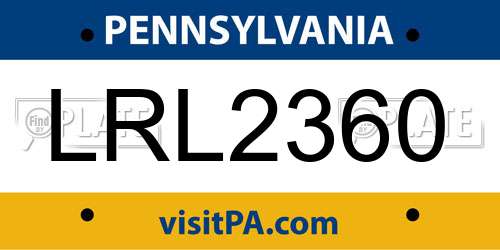 LRL2360 Pennsylvania License Plate