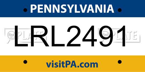 LRL2491 Pennsylvania License Plate
