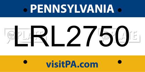 LRL2750 Pennsylvania License Plate