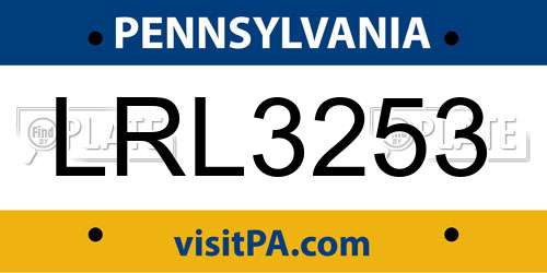 LRL3253 Pennsylvania License Plate