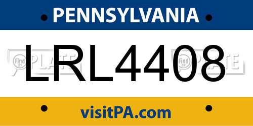 LRL4408 Pennsylvania License Plate