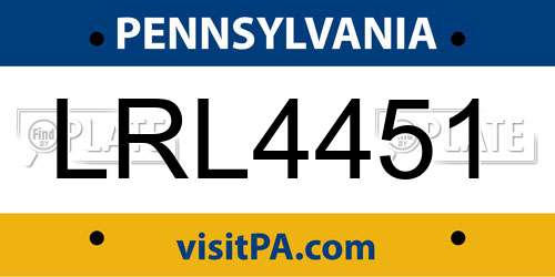 LRL4451 Pennsylvania License Plate