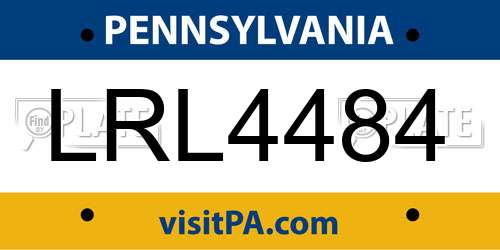 LRL4484 Pennsylvania License Plate
