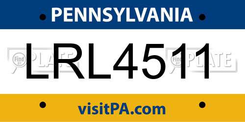 LRL4511 Pennsylvania License Plate