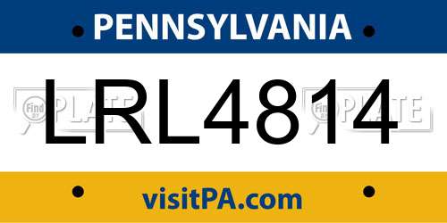 LRL4814 Pennsylvania License Plate