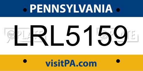 LRL5159 Pennsylvania License Plate