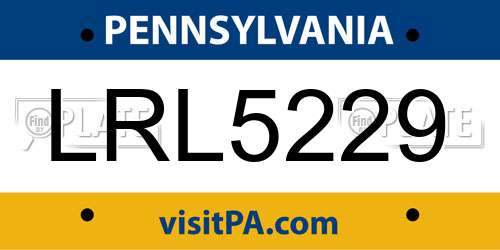 LRL5229 Pennsylvania License Plate