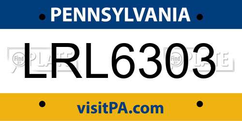 LRL6303 Pennsylvania License Plate