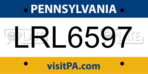 LRL6597 Pennsylvania License Plate