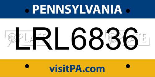 LRL6836 Pennsylvania License Plate