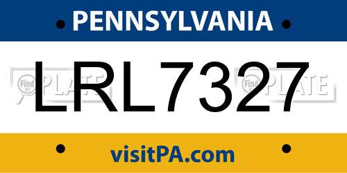 LRL7327 Pennsylvania License Plate