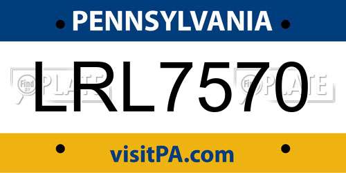 LRL7570 Pennsylvania License Plate