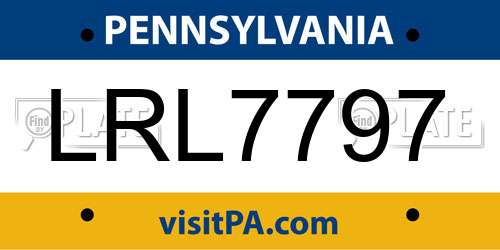 LRL7797 Pennsylvania License Plate