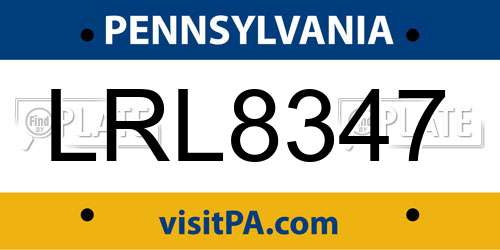 LRL8347 Pennsylvania License Plate