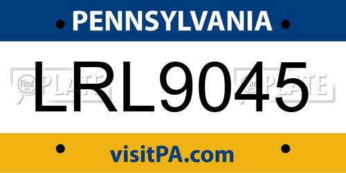 LRL9045 Pennsylvania License Plate