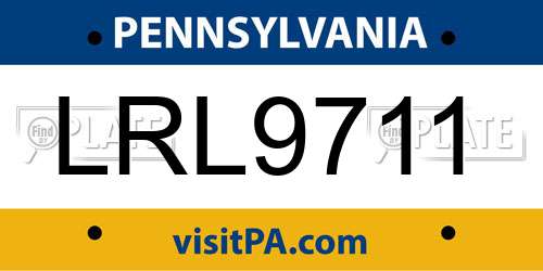 LRL9711 Pennsylvania License Plate