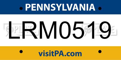 LRM0519 Pennsylvania License Plate