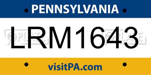 LRM1643 Pennsylvania License Plate