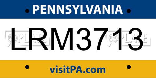 LRM3713 Pennsylvania License Plate