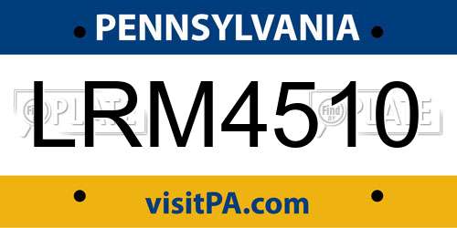 LRM4510 Pennsylvania License Plate