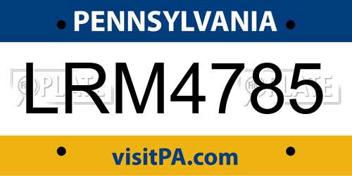 LRM4785 Pennsylvania License Plate