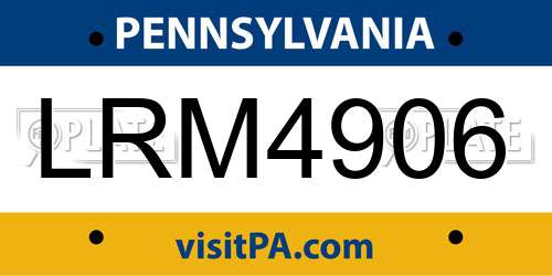 LRM4906 Pennsylvania License Plate