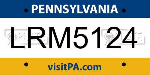 LRM5124 Pennsylvania License Plate