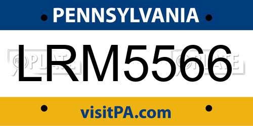 LRM5566 Pennsylvania License Plate