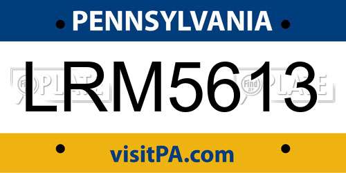 LRM5613 Pennsylvania License Plate