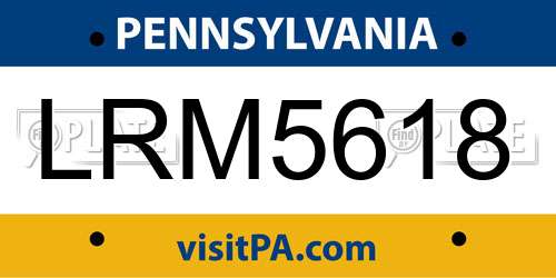 LRM5618 Pennsylvania License Plate