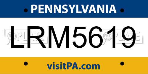 LRM5619 Pennsylvania License Plate