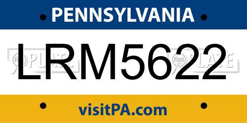 LRM5622 Pennsylvania License Plate