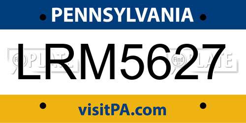 LRM5627 Pennsylvania License Plate