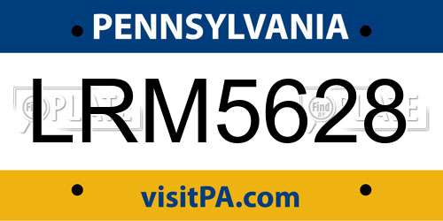 LRM5628 Pennsylvania License Plate