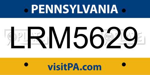 LRM5629 Pennsylvania License Plate