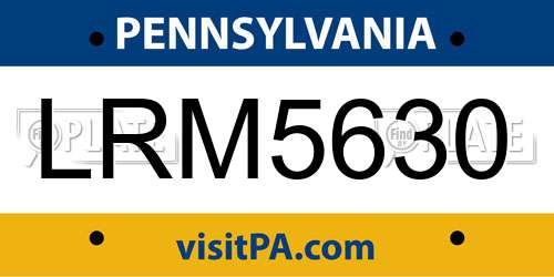 LRM5630 Pennsylvania License Plate