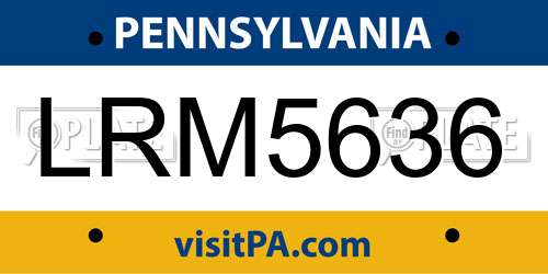 LRM5636 Pennsylvania License Plate