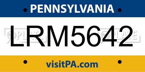 LRM5642 Pennsylvania License Plate