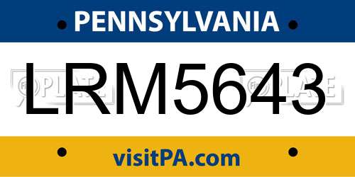 LRM5643 Pennsylvania License Plate