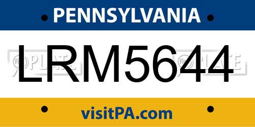 LRM5644 Pennsylvania License Plate