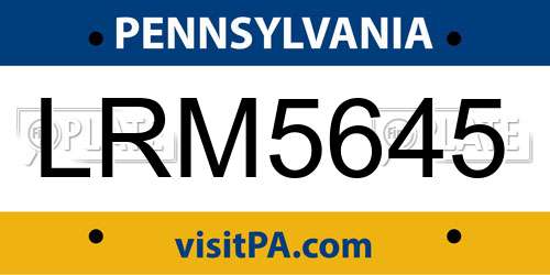 LRM5645 Pennsylvania License Plate