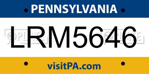 LRM5646 Pennsylvania License Plate