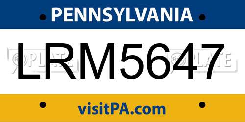 LRM5647 Pennsylvania License Plate