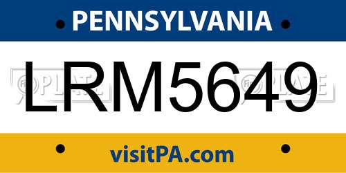 LRM5649 Pennsylvania License Plate