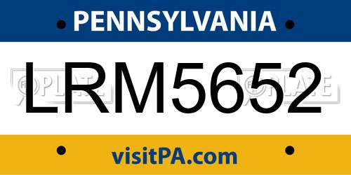 LRM5652 Pennsylvania License Plate