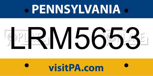LRM5653 Pennsylvania License Plate