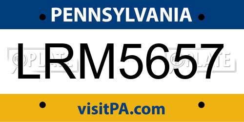 LRM5657 Pennsylvania License Plate