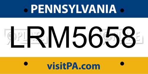 LRM5658 Pennsylvania License Plate